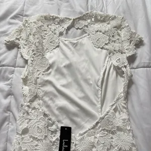 NWT LULU's Mini Dress Womens Small‎ White Floral Bride Bridal Shower Wedding thumbnail 7