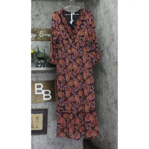 NWT Ny Collection Womens Long Sleeve Mesh Maxi Dress Black Rust Paisley PXL thumbnail 2