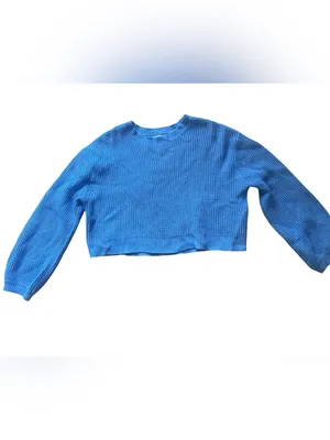 PACSUN L.A. Hearts waffle knit crop sweater Light Blue Cozy Preppy XS Casual thumbnail 2