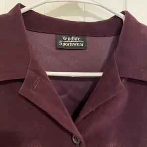 Vintage Wildlife‎ Sportswear women’s deep purple faux suede button down medium thumbnail 5