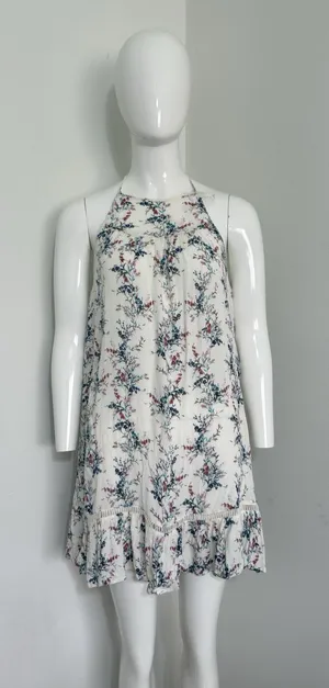 O’Neill Women’s Mini Dress Size S White Floral Print Halter Neck Rayon Beach thumbnail 1