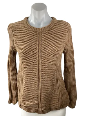 Madewell Women's Brown Chunky Rib Knit Crewneck Long Sleeve Sweater Top Size S thumbnail 1
