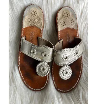 Jack Rogers Women's Gold Metallic Leather Sandals thumbnail 1