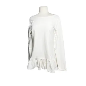 ANTHROPOLOGIE MAEVE Women’s White Long Sleeve Ruffle Hem Knit Top thumbnail 5