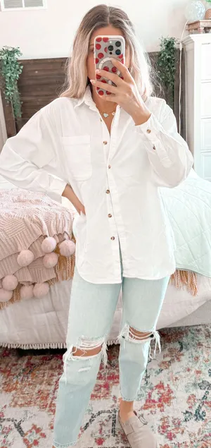 Eddie Bauer White Corduroy Button Up thumbnail 2