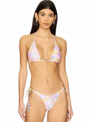 Kulani Kinis Sunset Universe Bikini Set XS O-Ring Halter Tie Side Pastel thumbnail 10
