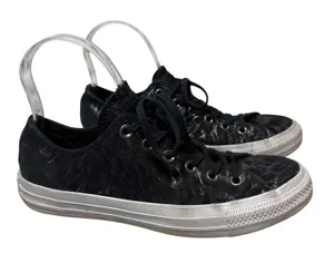 Converse All Star Low Top Sneaker Black Metallic Sparkle Women's Size 8 Grunge‎ thumbnail 1