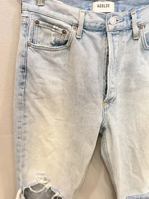 Agolde Riley High Rise‎ Crop Jeans 29 Distressed Light Wash Mom Y2K Straight Leg thumbnail 3