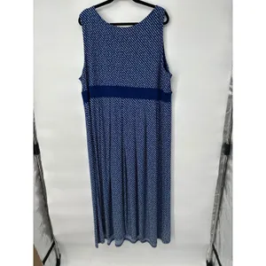 Woman‎ Within Maxi Dress Women Size 2X Blue Stretch Modern Polka Dot Sleeveless thumbnail 6