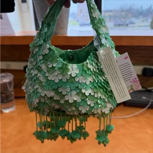 Handcrafted in India Floral Embellished Mini Bag in Green - Viral TJ Maxx Bag thumbnail 4