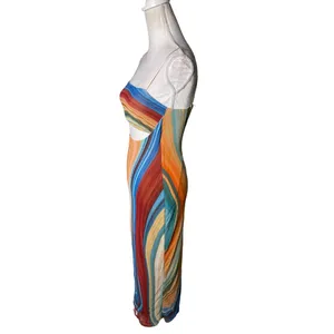 AFRM Matera Matera Dress Blue Abstract Womens Size Small thumbnail 5