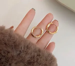 18K Gold Plated Twisted Gold Hoop Earrings for Women thumbnail 3