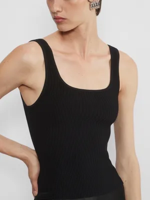 Aritzia Babaton Sculpt Knit Squareneck Tank Top in Black Women’s Size Small thumbnail 1