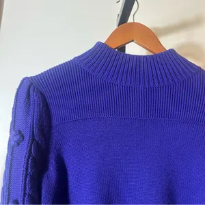 Anthropologie Maeve Kiara Textured Mock Neck Sweater‎ Merino Wool Purple Size XS thumbnail 4