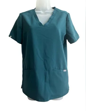 Ladies Figs V-Neck Classic Fit Teal Top Size Small thumbnail 1