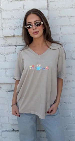 Vtg 90s fresh produce gray cotton t-shirt w/ watering can + flowers graphics Sz xl #90s #y2k #comfy #outdoors -small stain on the front thumbnail 1