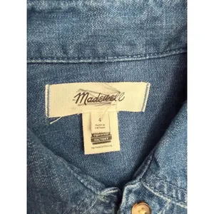 Madewell Denim Shirt Dress Women 4 Blue Cotton Cinched Waist Long Sleeve thumbnail 4