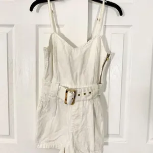 Show me your mumu Sloane Romper Seasalt 100% Cotton Belted Short Jumpsuit S thumbnail 2