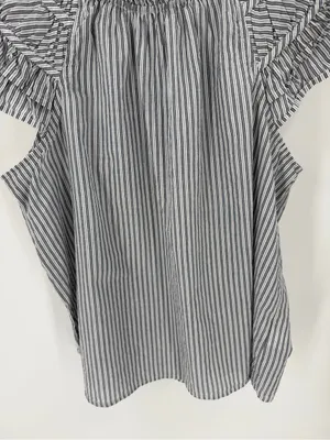 J.CREW Striped Flutter Sleeve Blouse 100% Cotton Blouse Top thumbnail 4