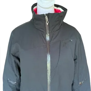 Spyder Duck Down Winter Jacket Black Shell Pink Interior Womens Size 10 Medium thumbnail 4