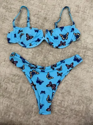 New Butterfly Bikini Set Blue Size M thumbnail 2