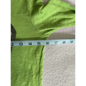 Aeropostale Lime Green V Neck Sequins Long Sleeve Top Size Small Lightweight thumbnail 6