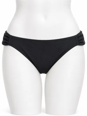 Hula Honey Malibu Black Ruched Side-Tab Hipster Bikini Bottom Size L thumbnail 1