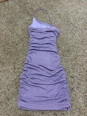 Lucy in the Sky Gina One Shoulder Ruched Bodycon Hoco Mini Dress Purple Shimmer thumbnail 13
