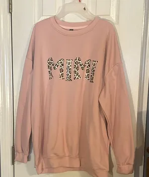 Oversized Pink Sweatshirt with Leopard Print Graphic Size XL thumbnail 1