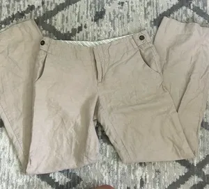 Gap Linen Pants Hip Slung Flared Women’s Leg Cotton Beige thumbnail 1