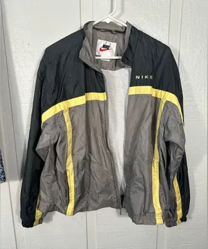 Nike Vintage Spell Out Striped Zip Up Jacket Size Large EUC thumbnail 1