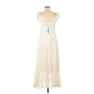 NWT Reformation Nikita Midi in Ivory Tank Tie Straps Flounce Hem Dress 8 thumbnail 10