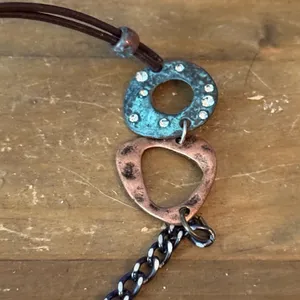 Long mixed metal coin medallion charm necklace thumbnail 6
