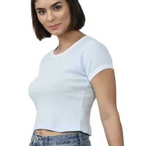Forever 21 Womens S Solid Crop Top Light Blue thumbnail 2
