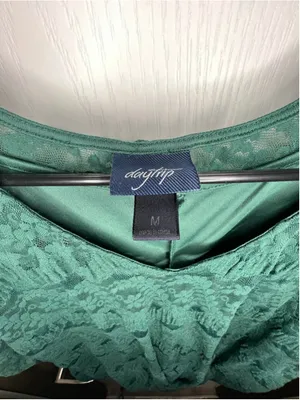 Daytrip Green Boho V-Neck Lace Overlay Short Sleeve Blouse thumbnail 3