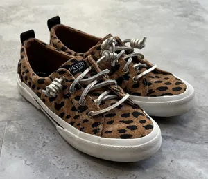 Sperry Womens Pier Wave Ltt Canvas Lifestyle Slip-On Sneakers Animal Print Sz 6‎ thumbnail 1