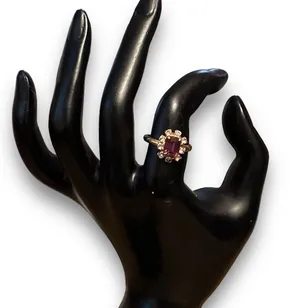 Vintage Amethyst And Rhinestones Adjustable Ring Gold thumbnail 2