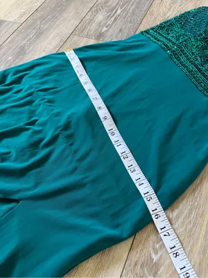 Sherri Hill Teal Beaded Halter Prom Gown with Side Slit thumbnail 13