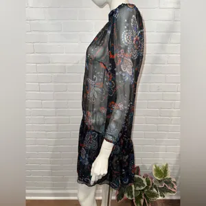 Veronica Beard Sheer Outer Layer Black and Red Floral Dress thumbnail 9