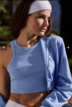 Alo Aspire Tank Crystal Clear Blue White Small Nwot New Sold Out thumbnail 1