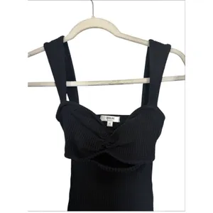 Agolde Women Sz XS Black Isla Cut Out Ribbed Sweetheart Neck Tank Organic Cotton thumbnail 2