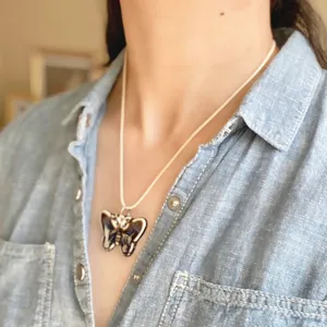 Handmade ceramic butterfly boho chic cute necklace 🦋🤎 thumbnail 4