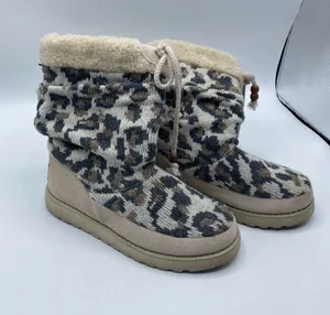 Skechers Womens Slip On Brown Mid-Calf Knit Cold Weather Boots Leopard 6 Animal thumbnail 1