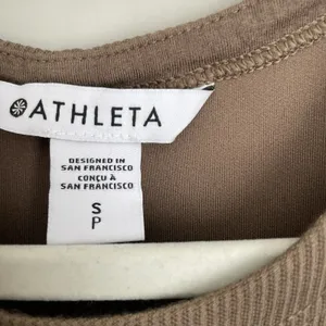 Athleta Size S Signature Rib Dress Sleeveless Modal Blend Athleisure Beige thumbnail 3