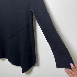 Neiman Marcus Women Cashmere‎ Sweater Large Black Asymmetric Mock Neck Luxury thumbnail 3
