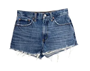 Abercrombie & Fitch Mom Cutoff High Rise Denim Shorts Womens 27 Abercrombie & Fitch high rise cutoff mom shorts in a distressed medium wash. Raw frayed hemline with classic 5 pocket styling and zip fly button closure. Modern release design features a clean back waist without traditional leather logo patch. Rigid 100 percent cotton denim build with structured vintage silhouette. Excellent preowned. No flaws, stains, or unintentional tears. Measurements Flat Lay: Waist 14.25 in Rise 10 in Inseam 2 in Hips 17 in thumbnail 1