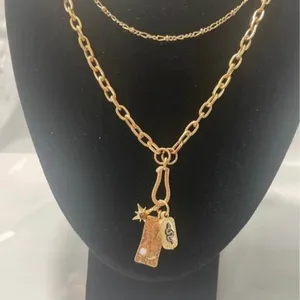 Universal Threads Semi-Precious Stone & Rectangular Charm Layered-Worn Gold-195994781971 thumbnail 1