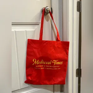 Medieval Times Dinner & Tournament Red Gold Logo Reusable Tote Bag thumbnail 2