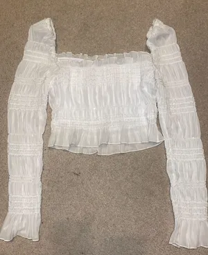 Tobi White Fringe Crop Top thumbnail 1