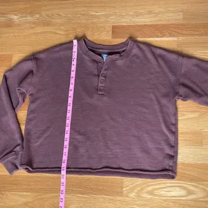 Aerie Brown Cropped Henley Sweatshirt XS thumbnail 6